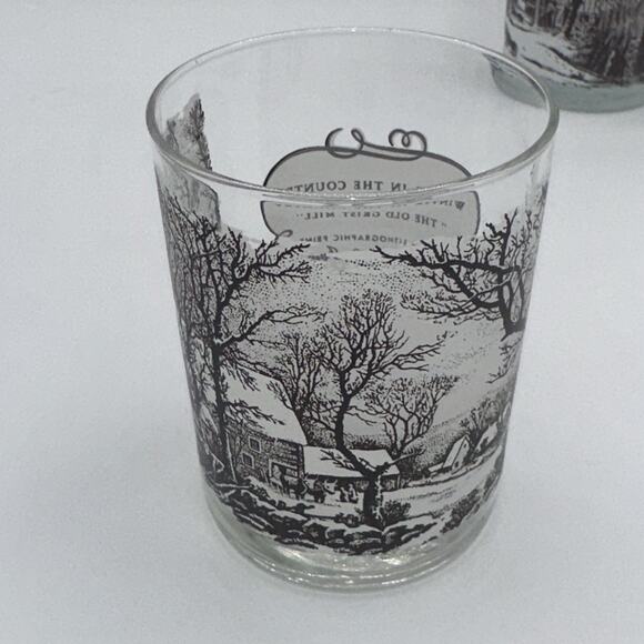 Currier & Ives Bar Glasses - Four - From Lithographic Prints -4 1/2 inches tall - Picture 4 of 7